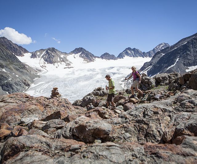 Hiking on the Pitztal Glacier