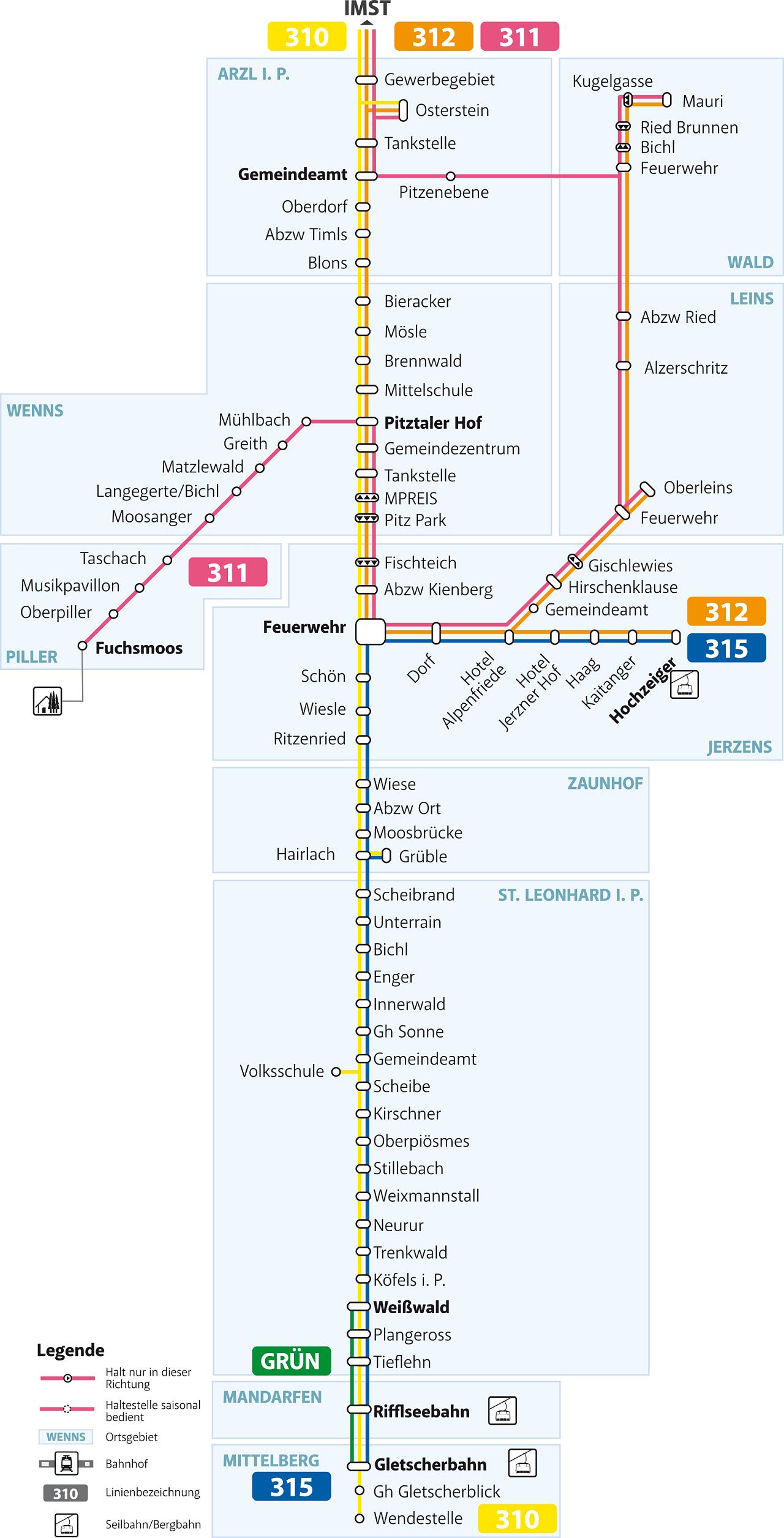 Ski bus stop map