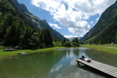Natural bathing lake in Stillebach in the Pitztal