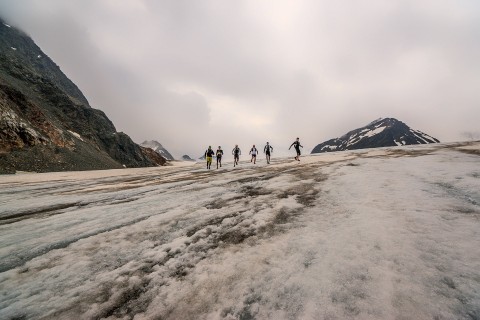 Crossing a glacier whilst trail running in Pitztal
