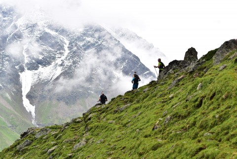 Trail running in majestic Pitztal mountain scenery